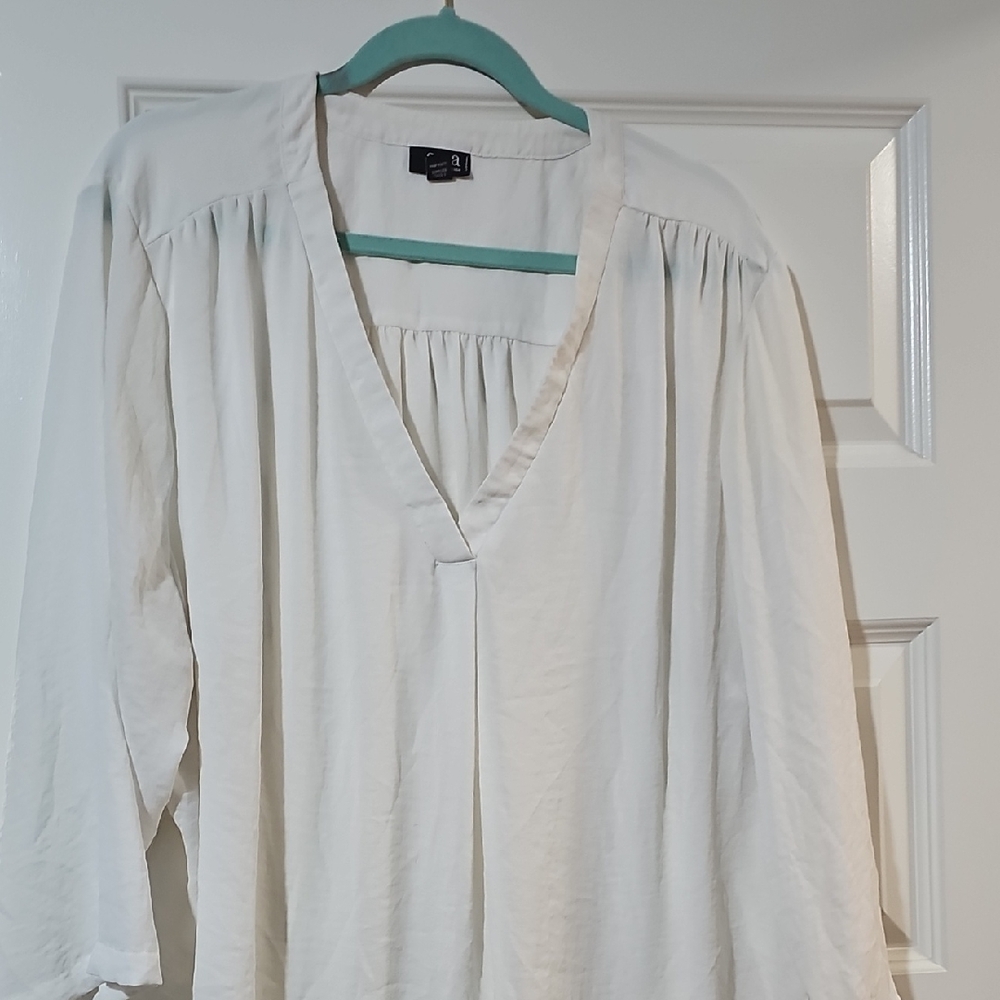 a.n.a Cream V-Neck Blouse